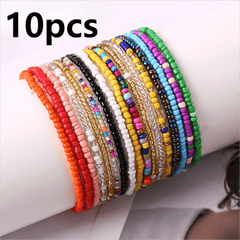 10pcs Bohemian Rice Bead Bracelet Anklet Girl's Gift