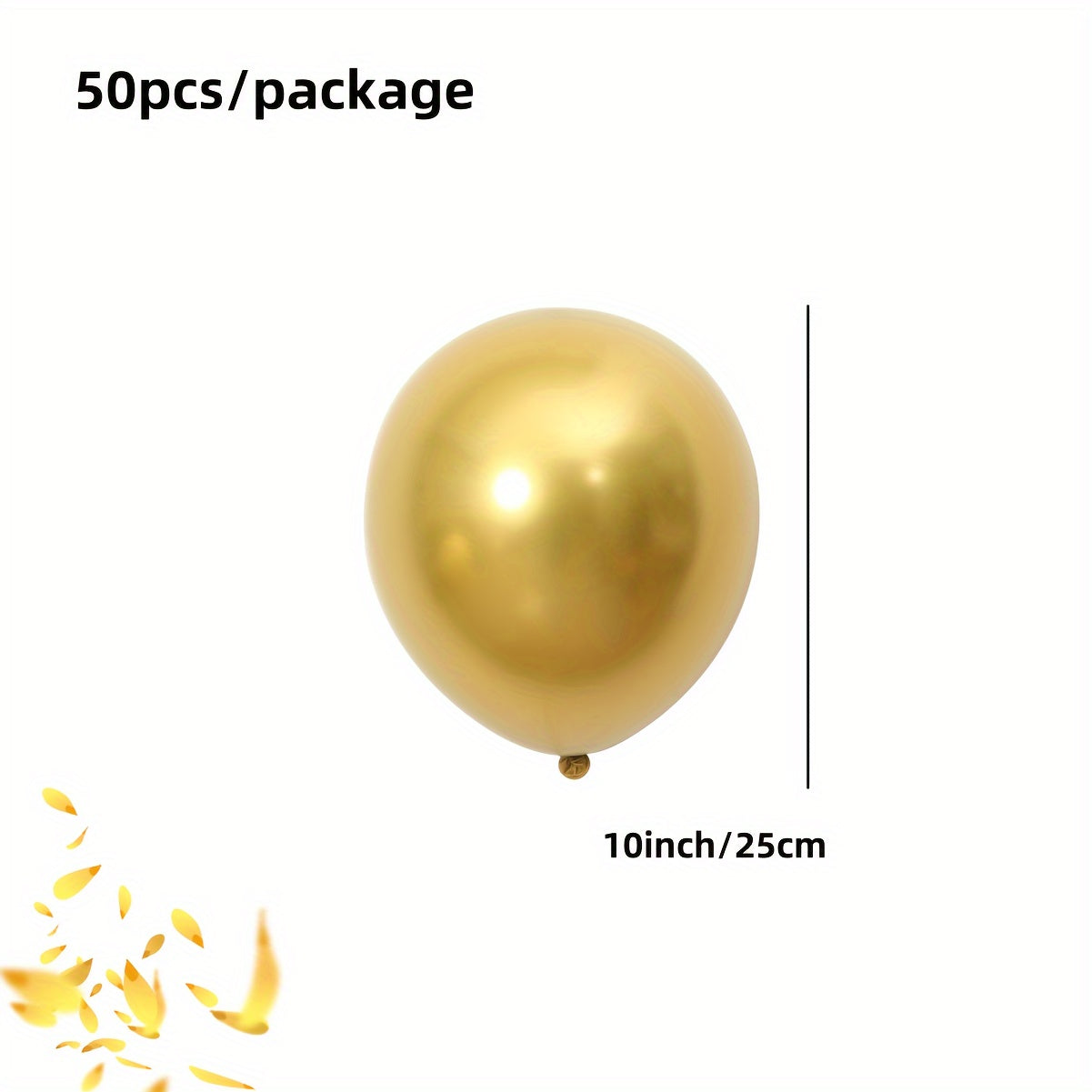 50 Golden Metallic Latex Balloons 10 Inch for Weddings Birthdays Anniversaries