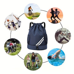 Drawstring Gym Bag Polyester Softshell with Pockets