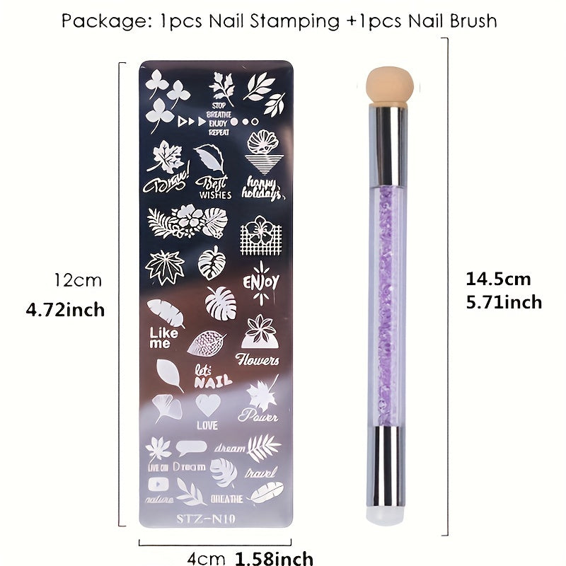 Nail Art Stamping Plates Set with Brush and Mold