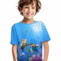 Deep Sea Pattern Kid's T shirt Cartoon Boy Print Short Sleeve Top