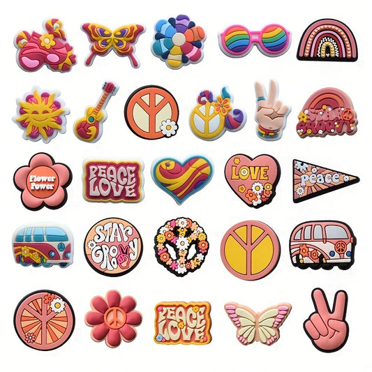 26pcs Pink Shoe Charms for Clogs Sandals Bubble Slides PVC Accessories