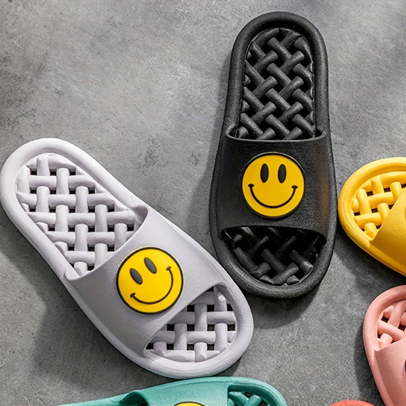 Men's Smile Face Slip On Open Toe Slides