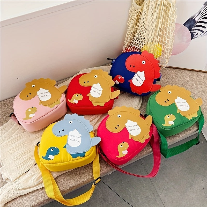 Cartoon Dinosaur Zipper Crossbody Bag for Girls