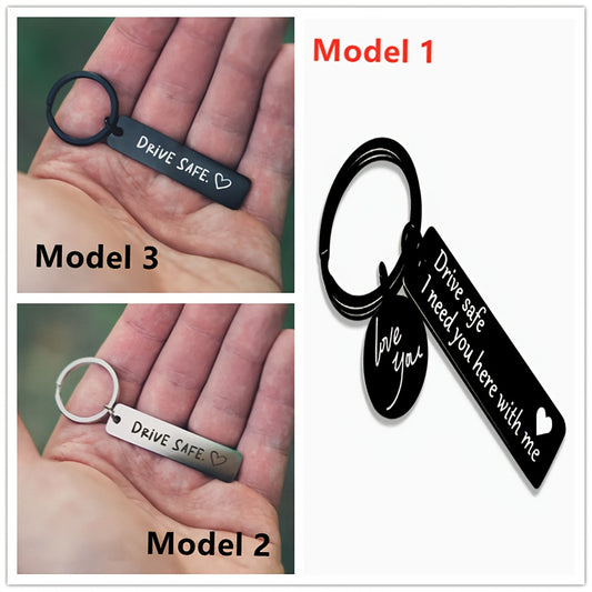 Drive Safe Keychain For Boyfriend Be Careful Driving Laser Engraved Key Chain