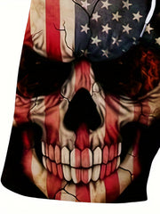 Men's American Flag Skull Graphic Shorts