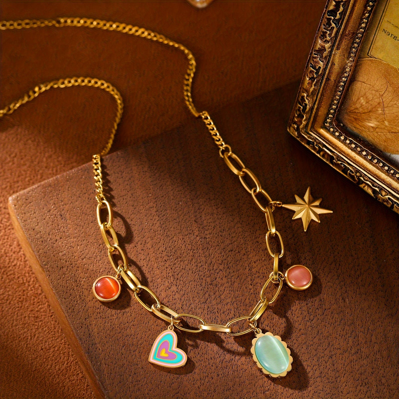 Boho Stainless Steel Pendant Necklace for Women