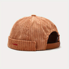 Cotton Brimless Beanie Cap Corduroy Sailor Hat Small Fish Pattern Unisex