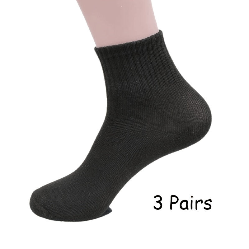 3 Pairs Solid Socks Comfortable & Breathable Women's Crew Socks