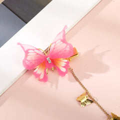 Glitter Butterfly Hair Clips Fabric Barrettes Tassel Hairpin
