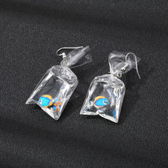 Goldfish Water Bag Drop Earrings Ocean Animal Pendant