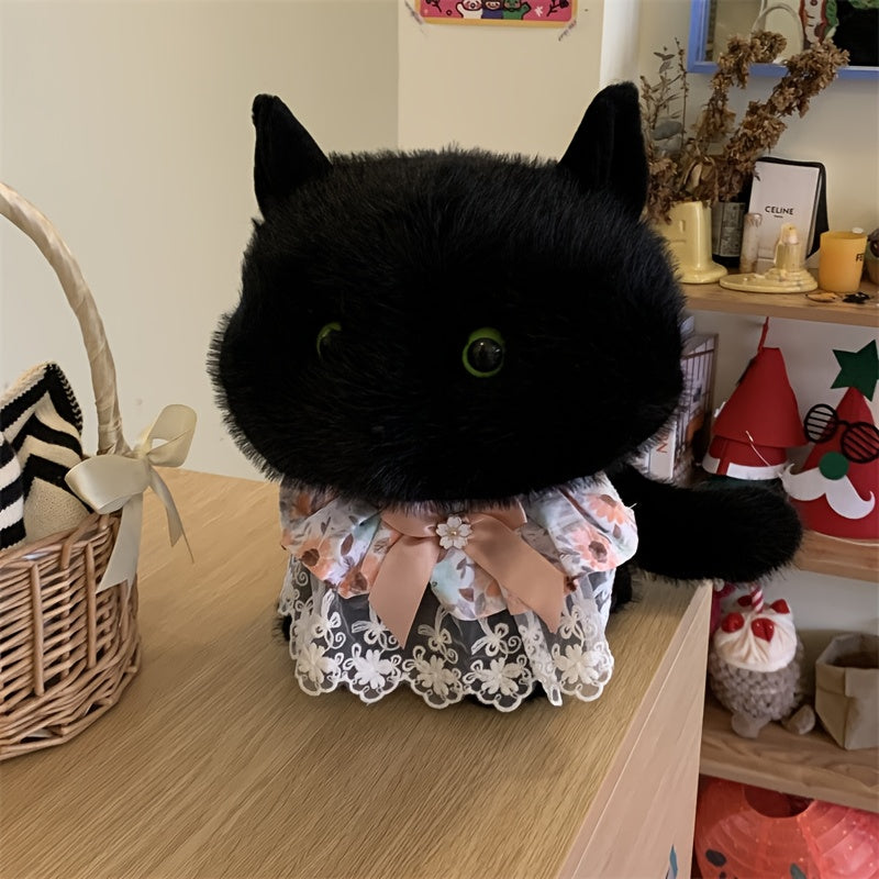 Cat Plush Doll Soft Fluffy Chubby Body with Expressive Eyes Plush Furry Texture