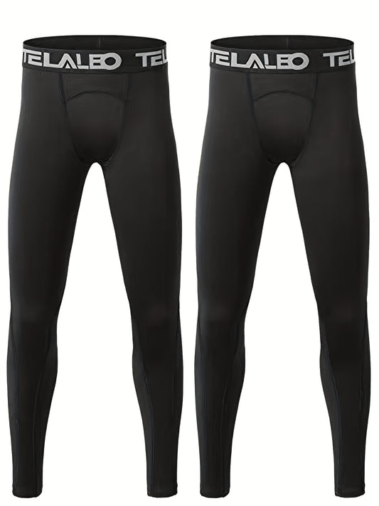 TELALEO 2PCS Youth Compression Fitness Leggings Kids Tights