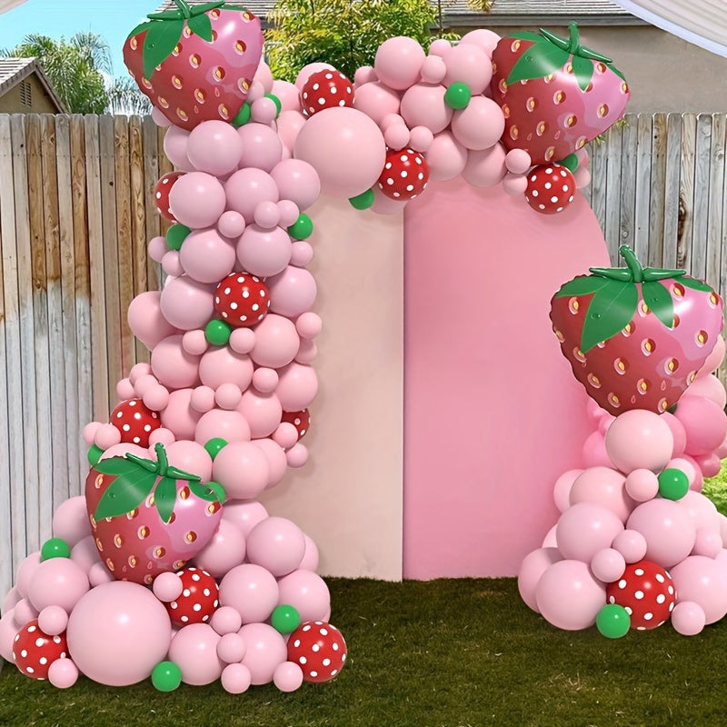 123pcs Strawberry Balloon Arch Kit for Baby Shower Birthday Party