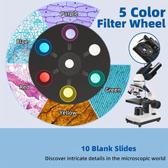Compact Bio Optical Microscope 40X 1000X Magnification Dual LED lights 360 Focus
