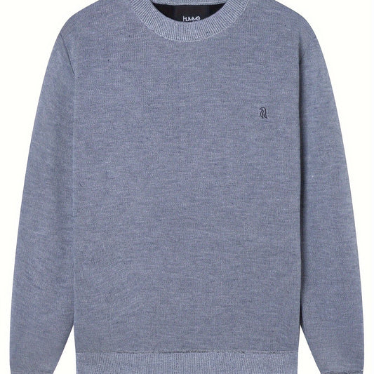 Men's Stretch Thermal Round Neck Sweater for Autumn Winter