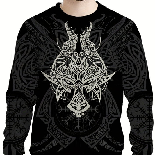 Vintage Graphic Print Men's Sweatshirt Long Sleeve Crew Neck Tops