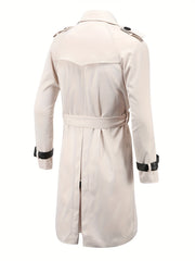 Men's Double Breasted Trench Coat Casual Lapel Overcoat