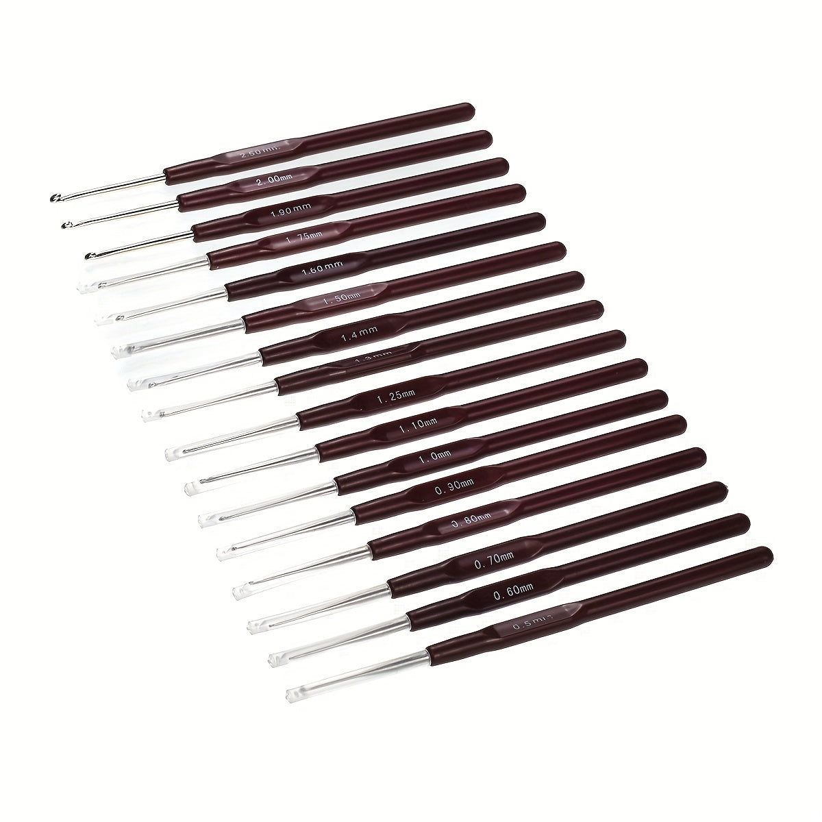 16pcs Ergonomic Crochet Hooks Set 0.5mm-2.5mm Knitting Needles Set