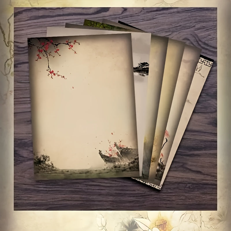 Vintage Stationery Set Ink Painting Classic Antique - Women Girls Men Boys Paper