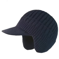 Casual Knitted Hat Ear Protection Beanie with Brim
