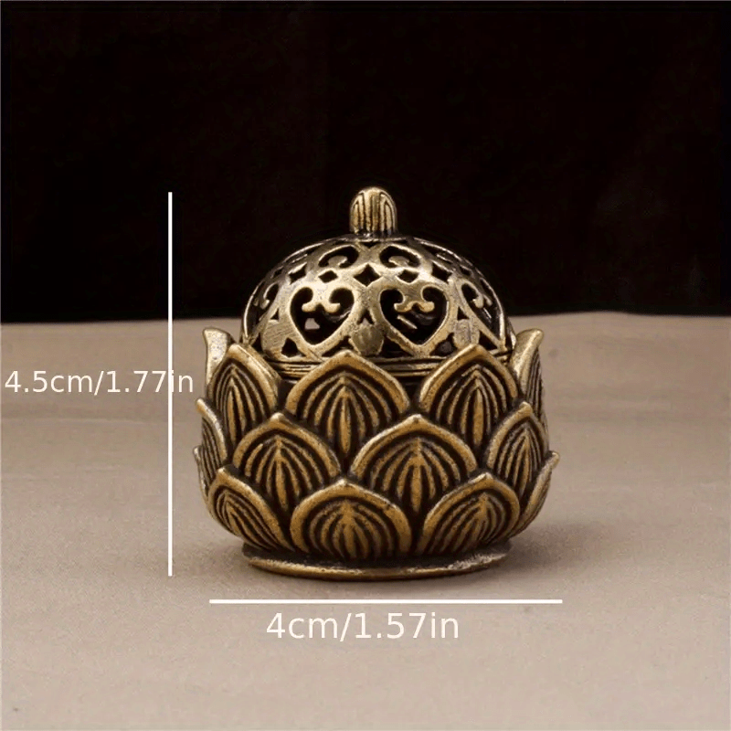 Mini Hollow Lotus Incense Burner Antique Bronze Indoor Decor