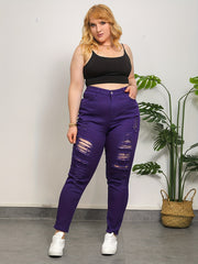  Ripped Button Fly Medium Stretch Skinny Jeans