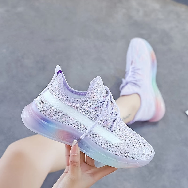 Lavender/Candy Mesh Sneakers Breathable Low Top Shoes Women's Footwear