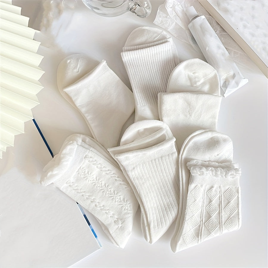 6 Pairs Mid Tube Socks Soft & Comfy Women's Stockings