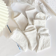 6 Pairs Mid Tube Socks Soft & Comfy Women's Stockings