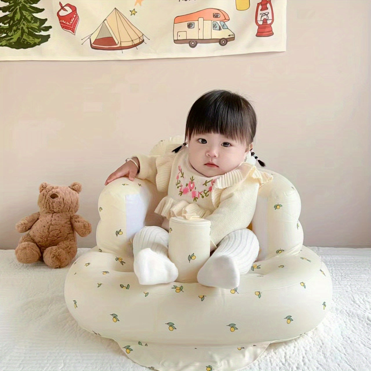 Baby Inflatable Seat with Built-In Air Pump for Babies 3-36 Months