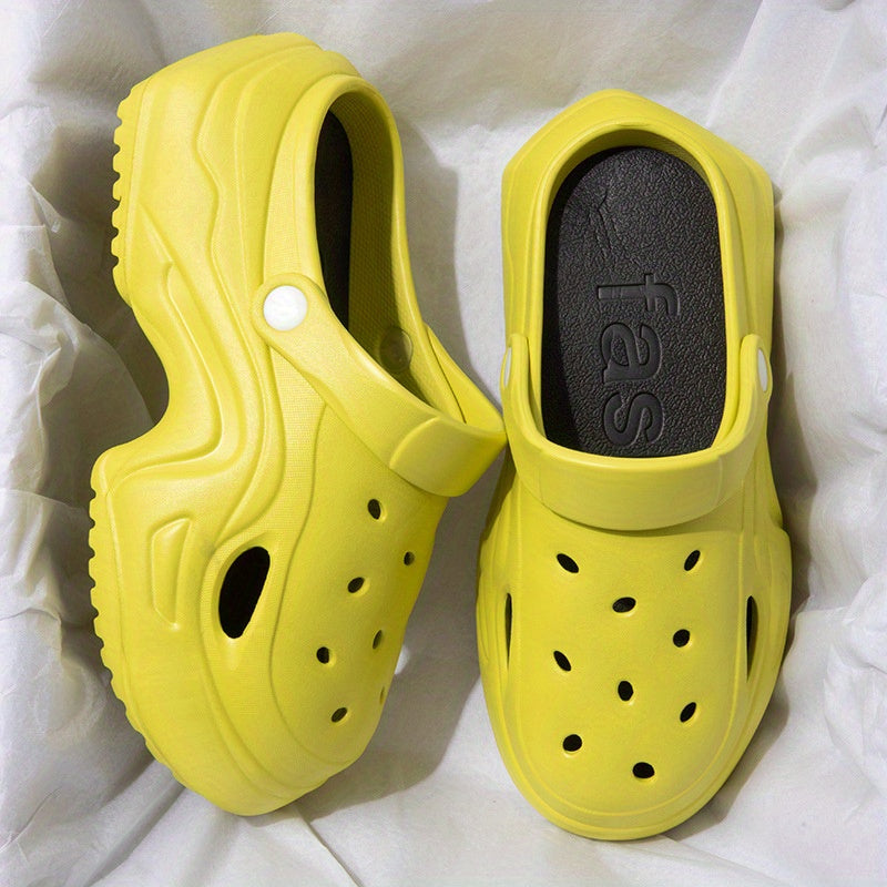 Women's Cartoon Platform Clogs Casual Hollow Out Ankle Strap Slip On Shoes