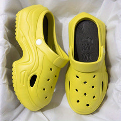 Women's Cartoon Platform Clogs Casual Hollow Out Ankle Strap Slip On Shoes