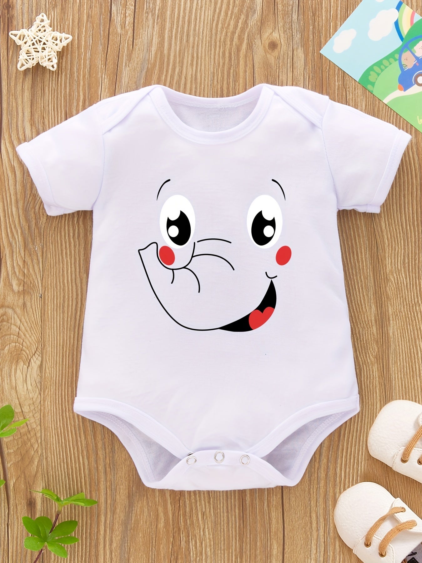 Cartoon Elephant Print Romper for Newborns