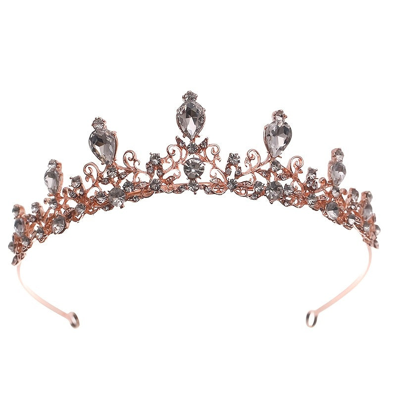 Vintage Gothic Antique Crown Tiara Headband With Rhinestone Crystals