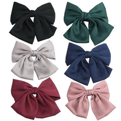 Big Satin Solid Bow Hair Clips Hairpin Women Barrettes 1pc