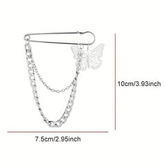 Double Layer Chain Butterfly Brooch Men Pin Suits Shoes Hats Accessories