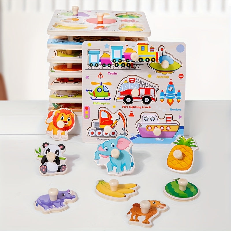 3-in-1 Panel Puzzle Toy with Wooden Tabletop - Educational Development