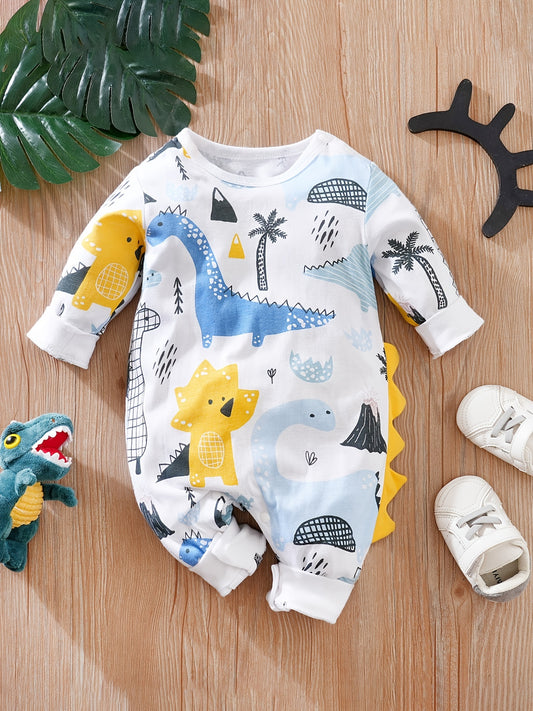 Dinosaur Print Romper Long Sleeve Jumpsuit for Baby