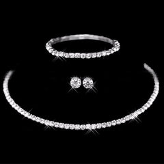 Zircon Bridal Jewelry Set: Necklace, Earrings, Bracelet