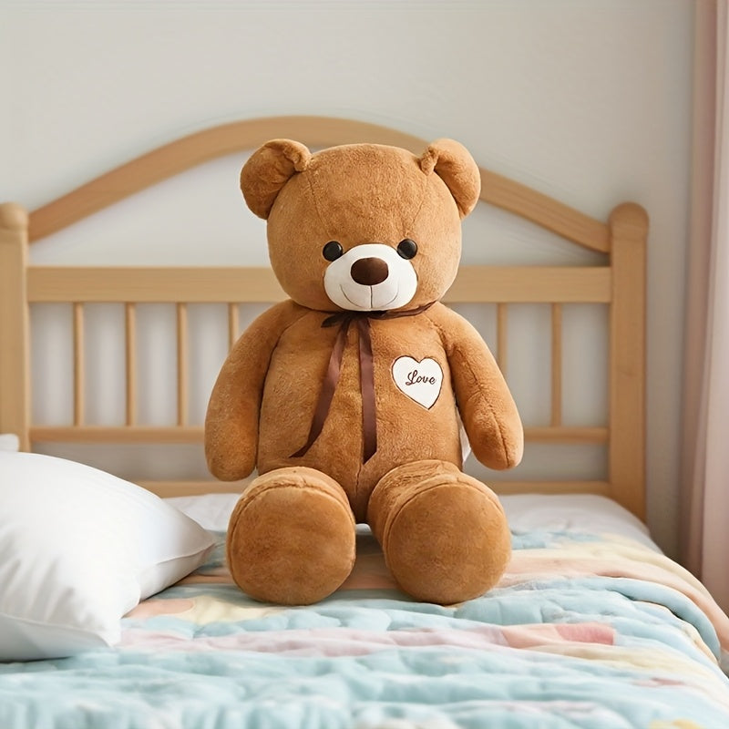 Pink Teddy Bear Plush Toy with Heart Tag - Soft Stuffed Animal for Birthday Gift