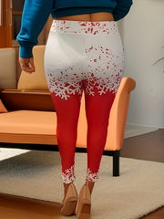  Christmas Leggings Women's Plus Santa Claus & Snowflake Print