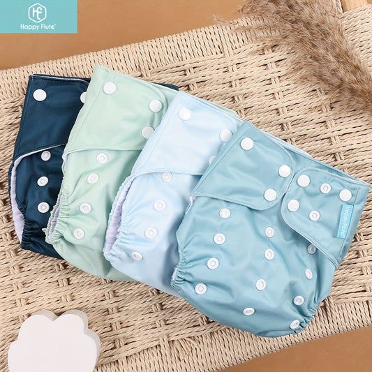 Happyflute 4pcs Cloth Diaper Covers Adjustable Nappy for 3-15kg Baby