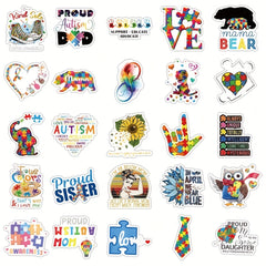 50 Curing Autism Stickers Wall Luggage Notebook Phone Case Skateboard Stickers