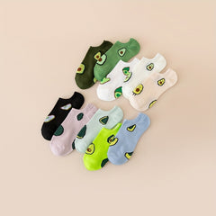 10 Pairs Avocado Print Socks & Ankle Socks Women's Stockings