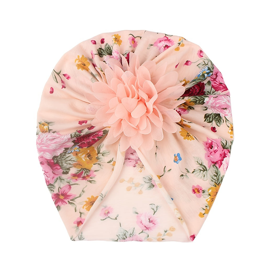 Chiffon Flower Baby Headscarf Cap for Daily Use