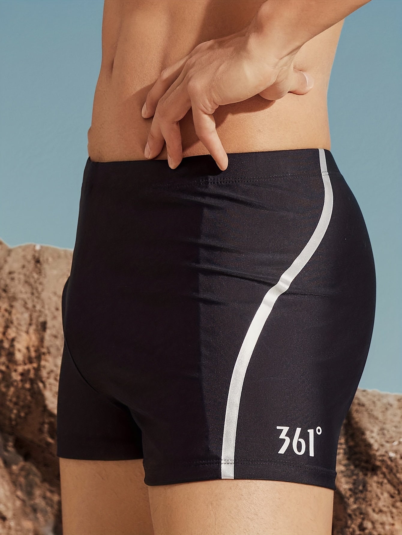 Solid Nylon Men's Boxer Sports Swimming Trunks for Beach Surfing