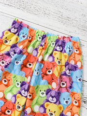 Girls Casual Bear Graphics Trousers, Loose Fit Pants