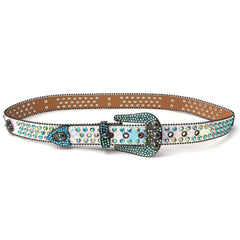 Men's Skull Rhinestone Belt Metal Buckle Bling Punk Western Cowboy