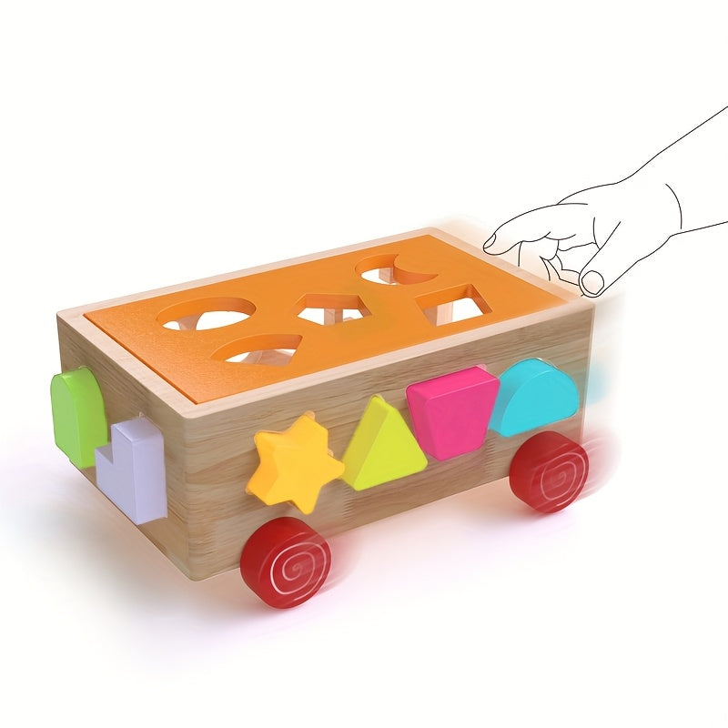 Hibobi 17 Hole Colorful Intelligence Box Cart Toy Building Block Shape Matching